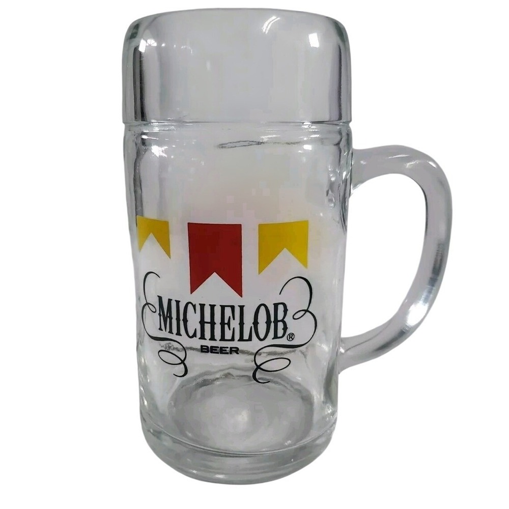 Vintage Michelob Beer 40 oz Glass‎ Mug Pennant Banner Stein Extra Large 8 Inch